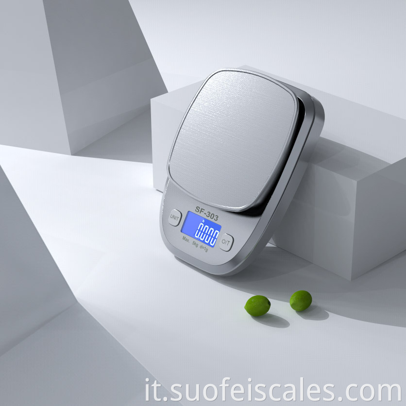 SF-303 Acciaio inossidabile 5000G Max D1G Accuratezza High Cucina digitale Scala di pesatura